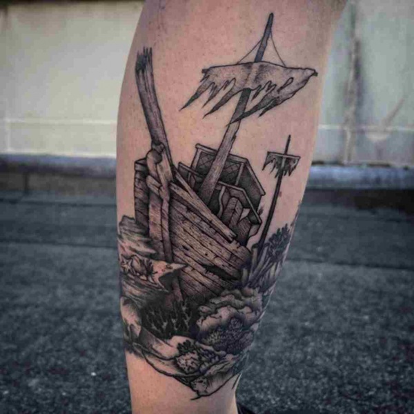 Pirate shipwreck tattoo