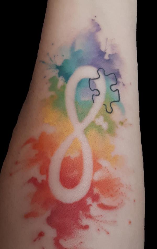 Puzzle and infinity tattoo watercolor