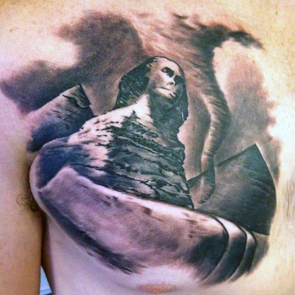 Pyramid and Sphinx tattoo