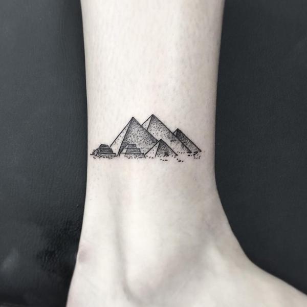 Pyramid ankle tattoo