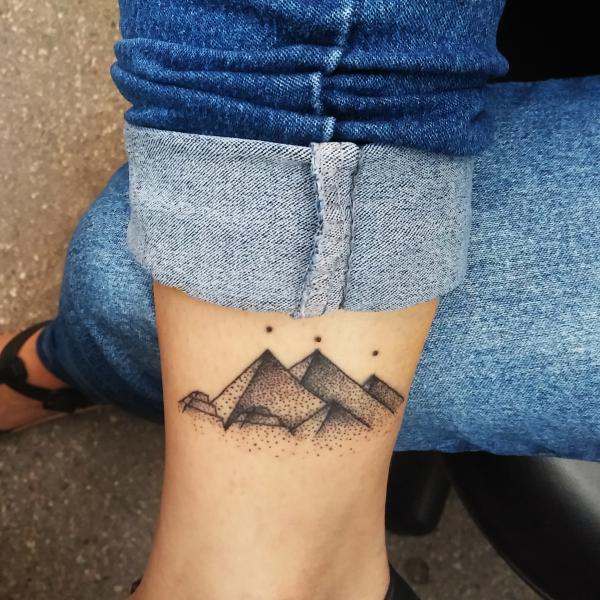 Pyramids dotwork tattoo