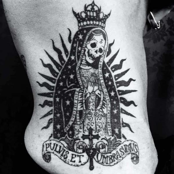 Santa Muerte side tattoo