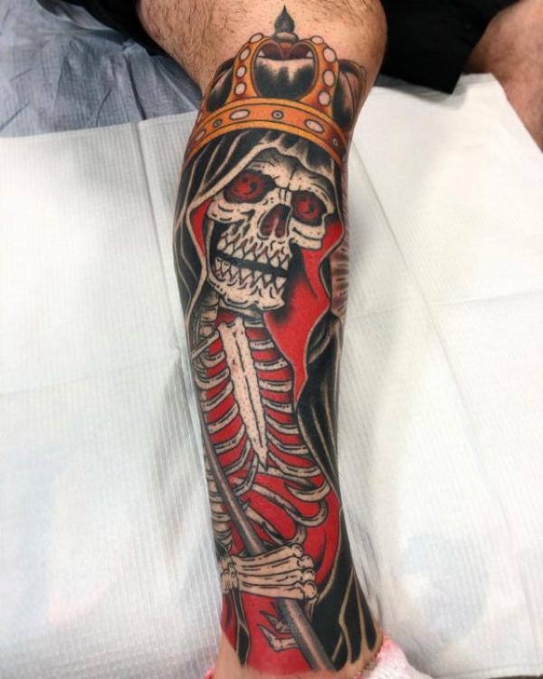Santa Muerte skeleton tattoo