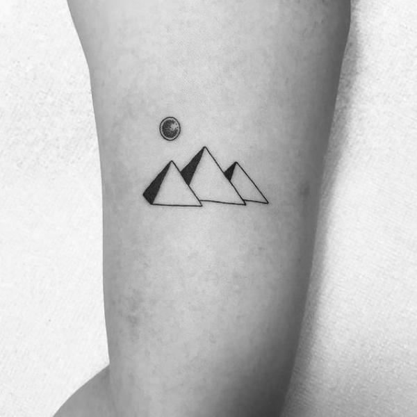 Small pyramids tattoo with moon