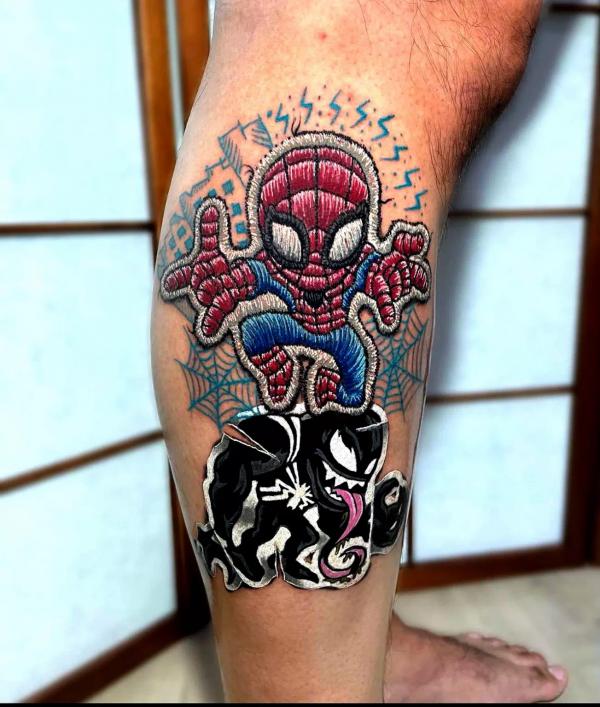 50 Venom Tattoo Designs A Unique Statement Of Artistry Art And Design Spiderman And Venom Patch Tattoo