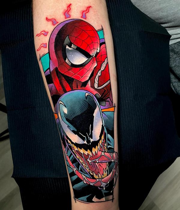 Venom Tattoo Black And White 4 | Venom tattoo, Marvel tattoos, Tattoos
