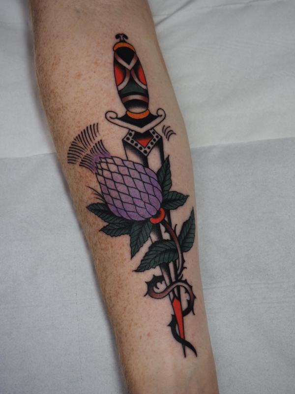 Thistle and dagger tattoo