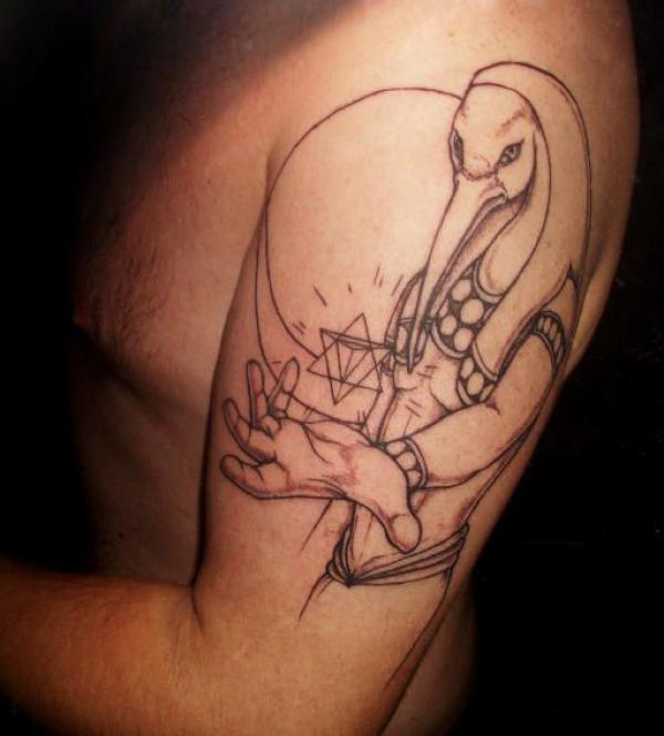 Thoth Ibis holding a diamond tattoo