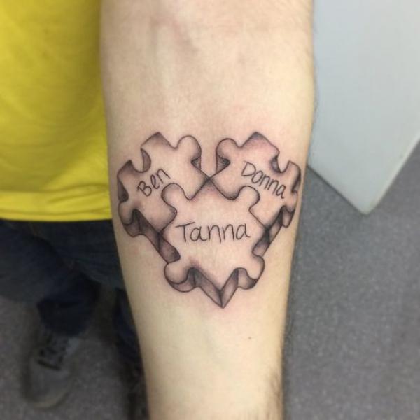 Three puzzle love tattoo
