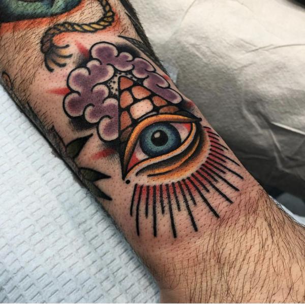 Traditional pyramid with eye tattoo