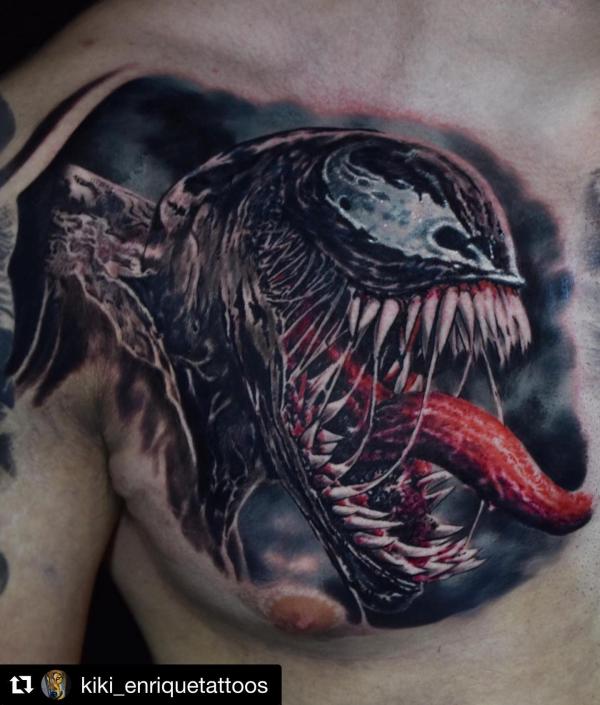 Venom chest tattoo