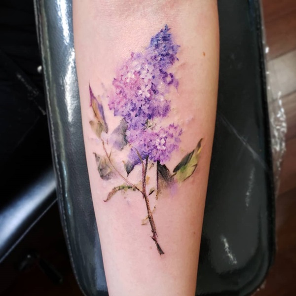 Watercolor lilac tattoo