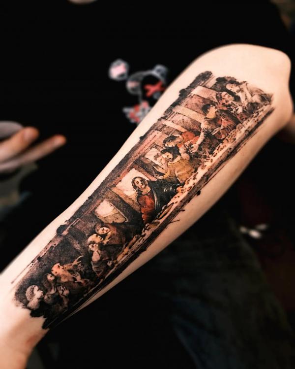 Colored Last Supper Christian Tattoo