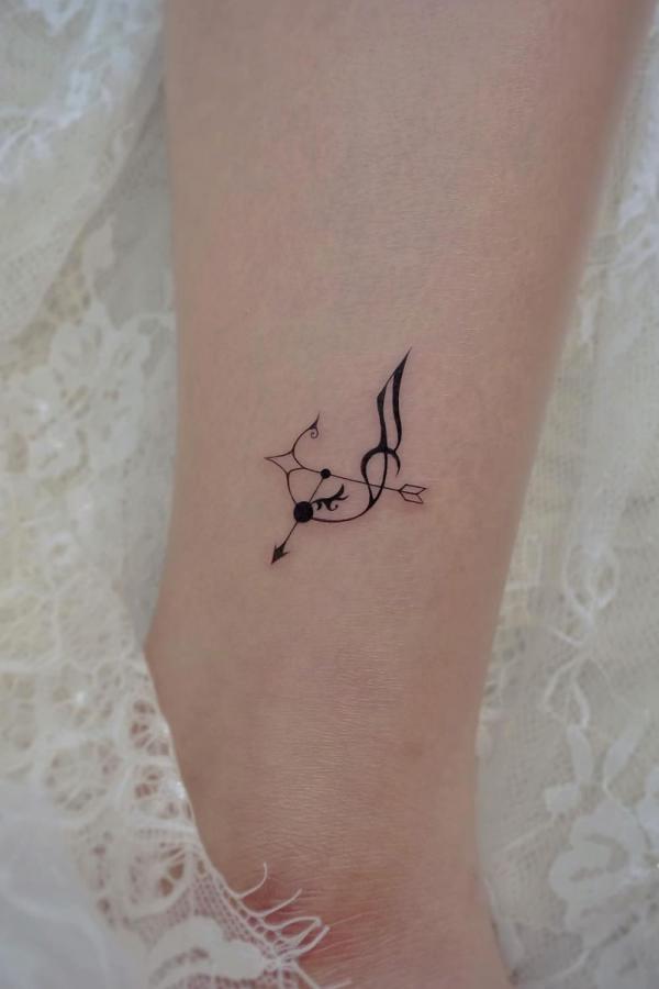 Cute Sagittarius arrow and bow attoo