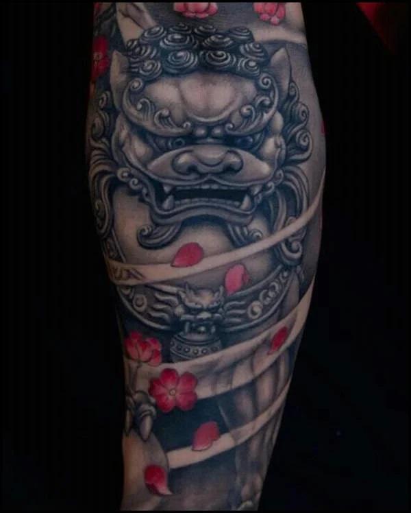 Dark Foo dog tattoo