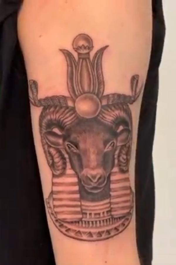 Egyptian god Khnum tattoo