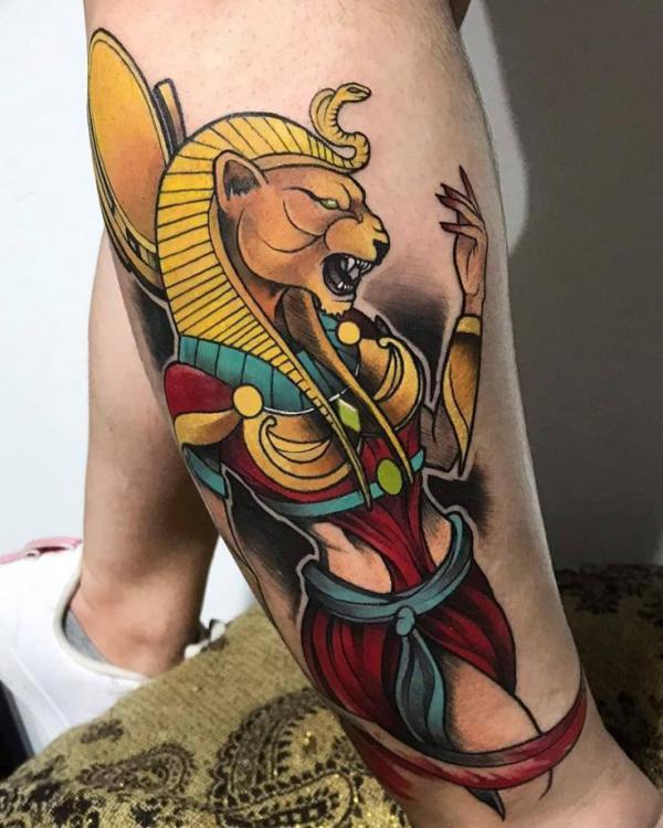 Egyptian god Sekhmet tattoo
