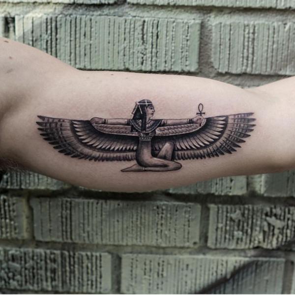 Egyptian goddess Isis bicep tattoo