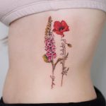 Foxgloves and poppy side tattoo