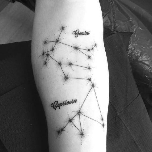 Gemini and Capricorn constellation tattoo