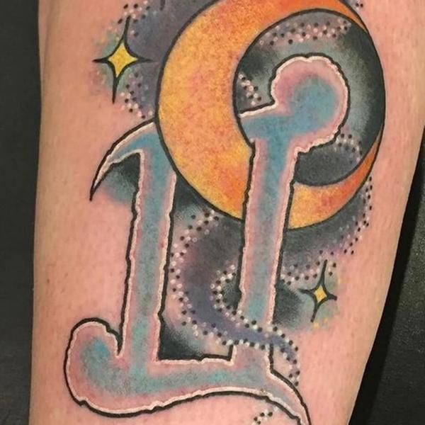 Gemini and crescent moon tattoo