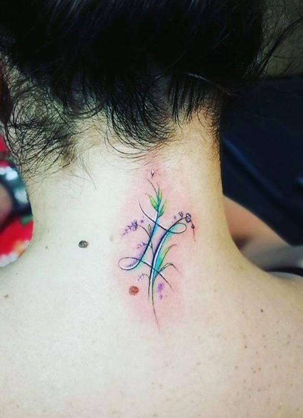 Gemini neck tattoo