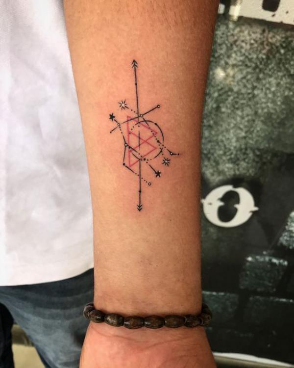 Geometric Gemini constellation tattoo