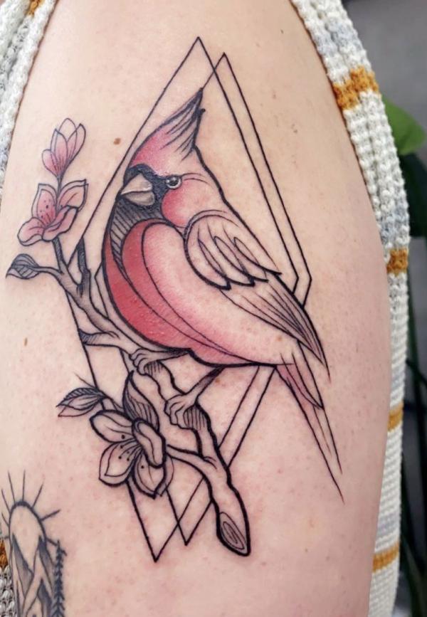 Geometric feminine cardinal tattoo