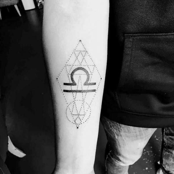 Geometric libra sign tattoo