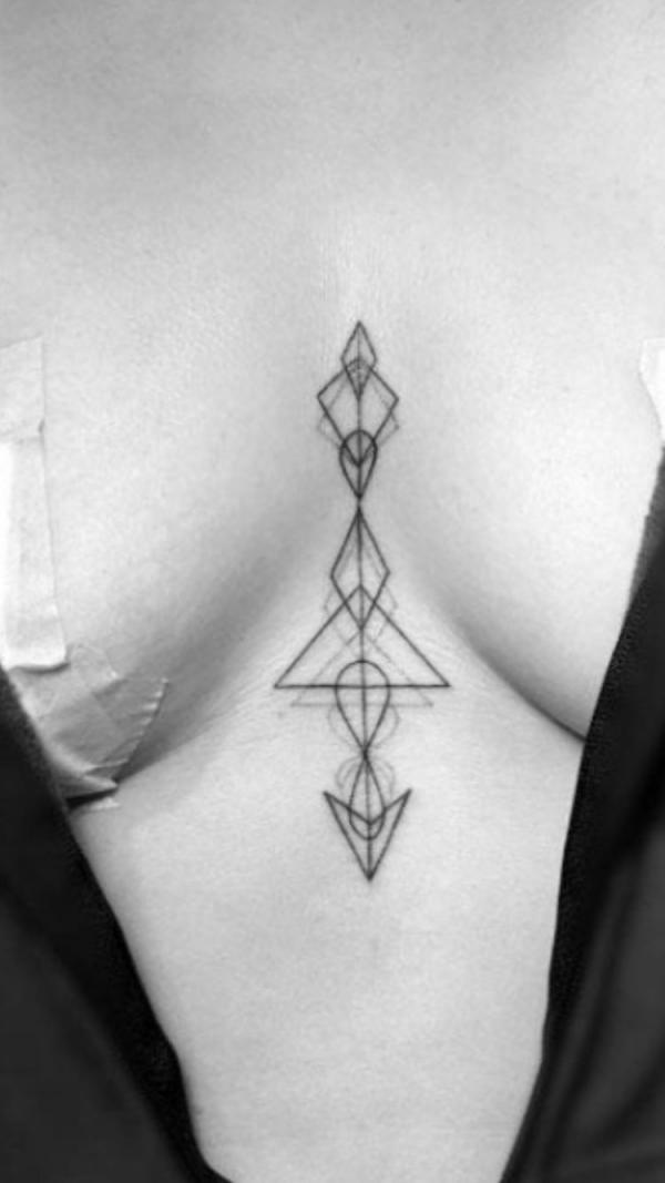 Geometric sternum tattoo