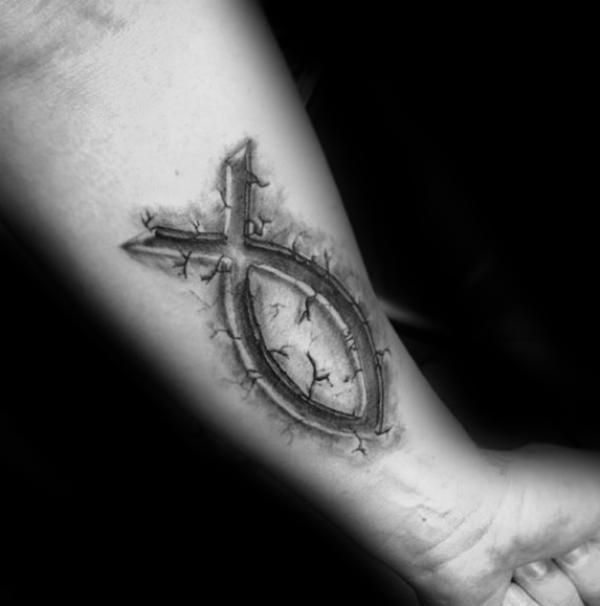 Ichthys stone christian tattoo