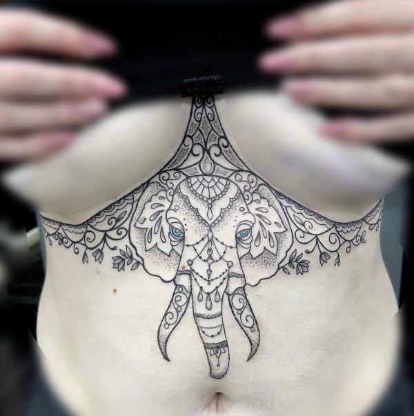 Indian elephant sternum tattoo