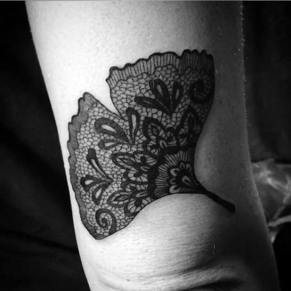 Lace ginkgo Leaf tattoo