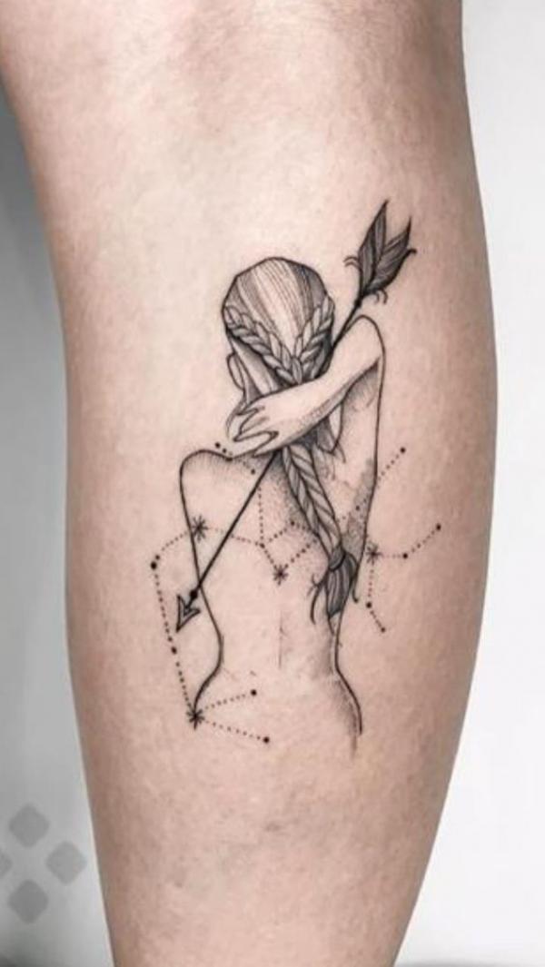 Lady Sagittarius constellation tattoo
