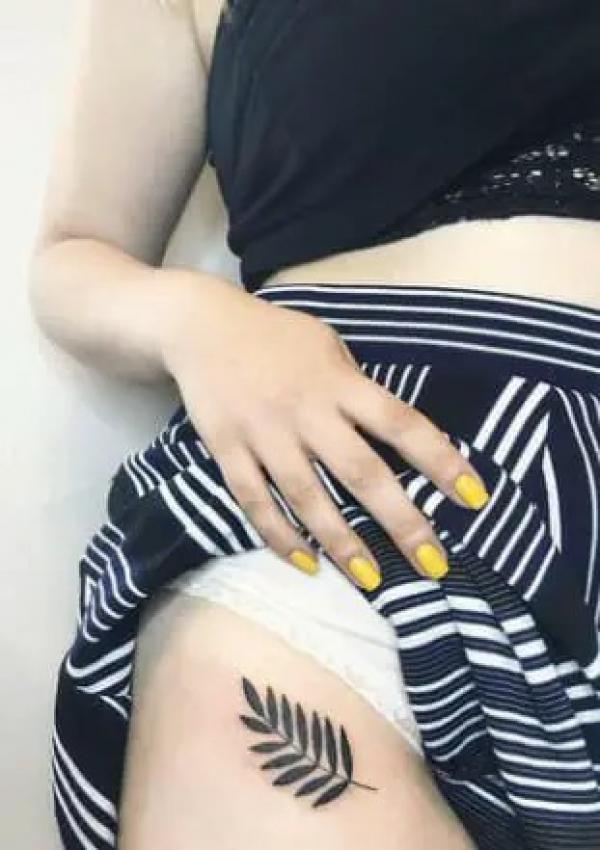 Leaf bikini line Tattoo