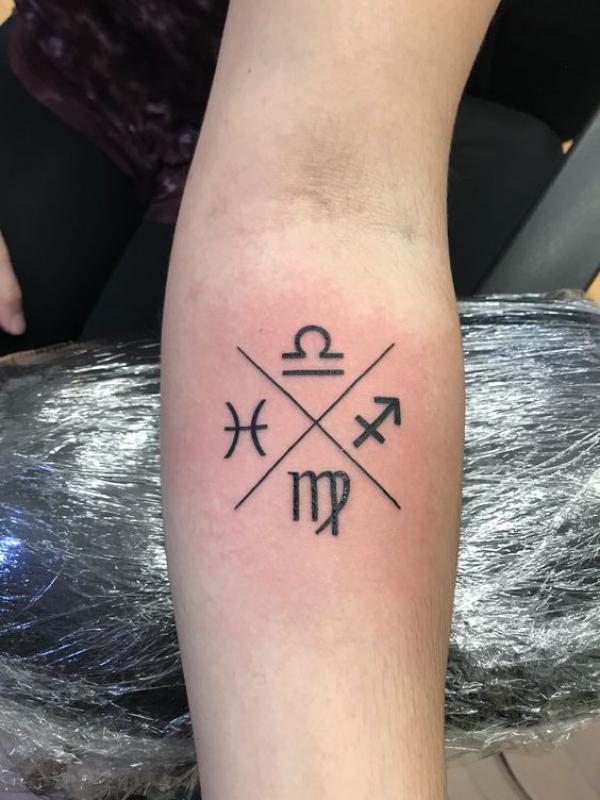 Libra Gemini Virgo Sagittarius glyph tattoo
