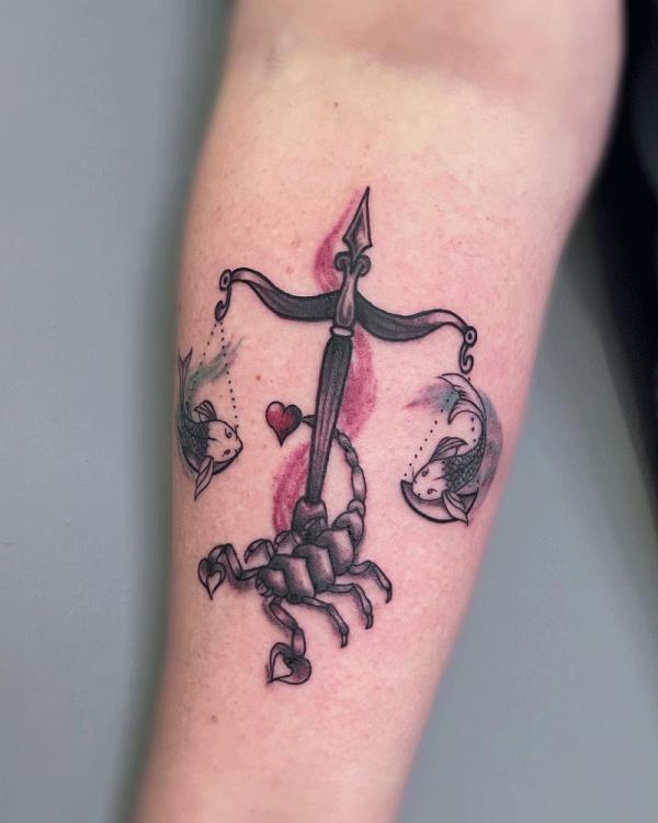 Libra Pisces Sagittarius and scorpio tattoo