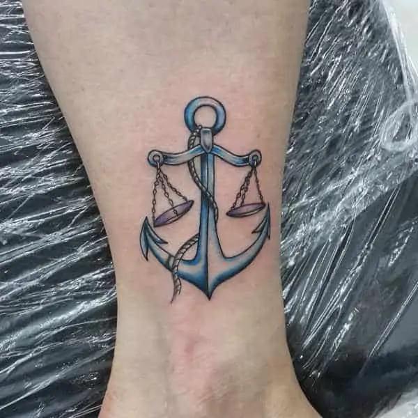 Libra anchor ankle tattoo