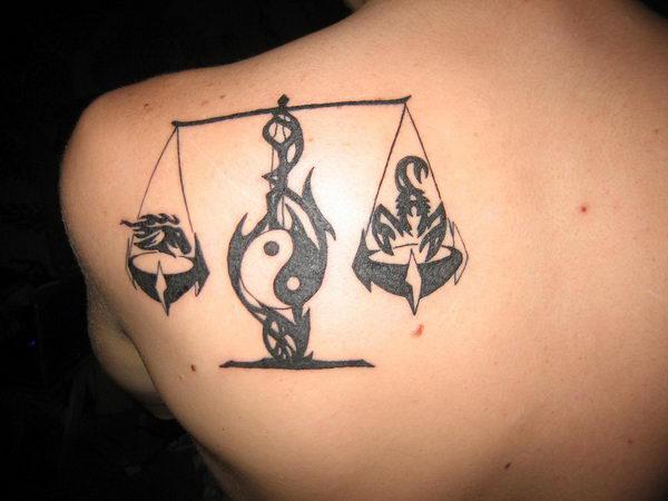 Libra and scorpion ying yang tattoo
