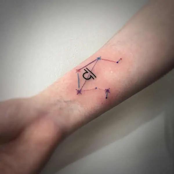 Libra sign and constellation wrist tattoo