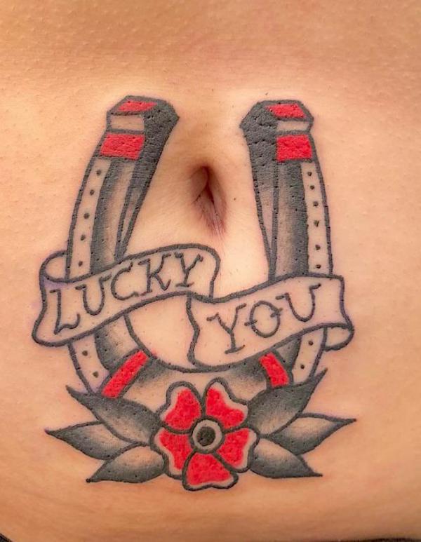 Lucky you horseshoe tattoo