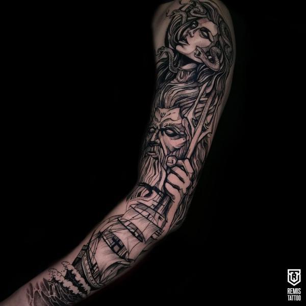 Medusa and poseidon tattoo