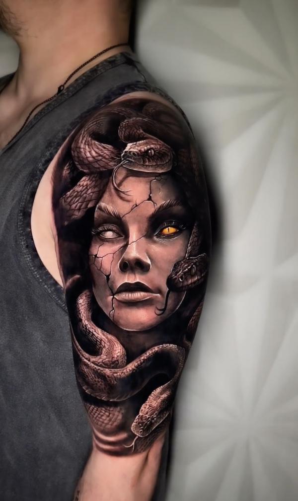 Medusa and snake half sleeve tattoo tattoo