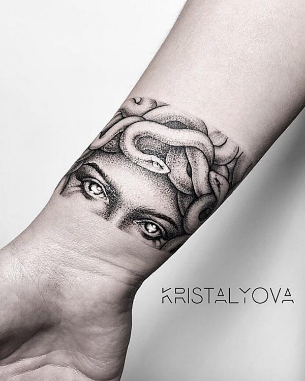 Medusa eye dotwork tattoo