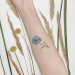 Minimalist Cornflower tattoo on forearm