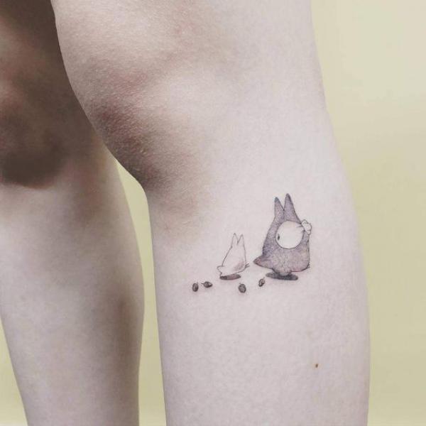 Minimalist two totoros tattoo