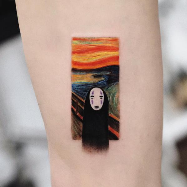 No Face and The Scream painting tattoo