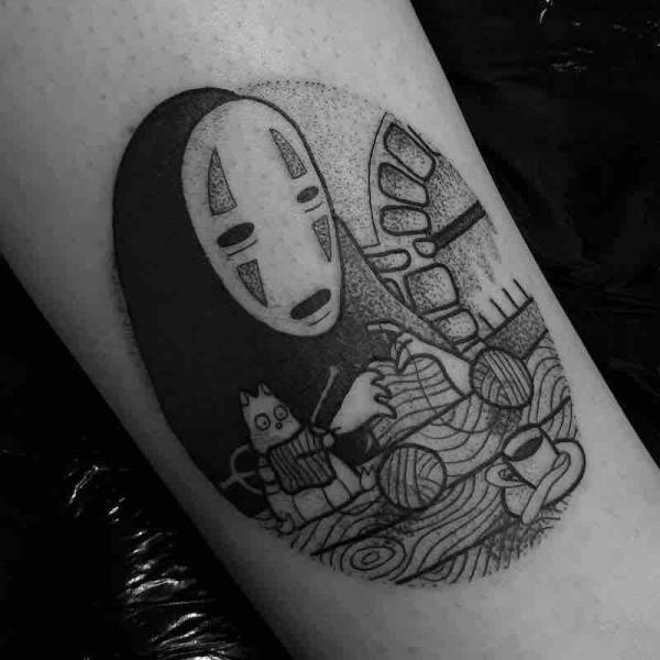 No Face dotwork tattoo