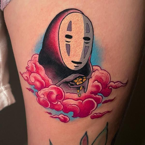 No Face in clouds tattoo