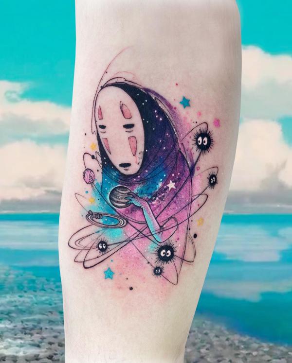 No Face with galaxy tattoo